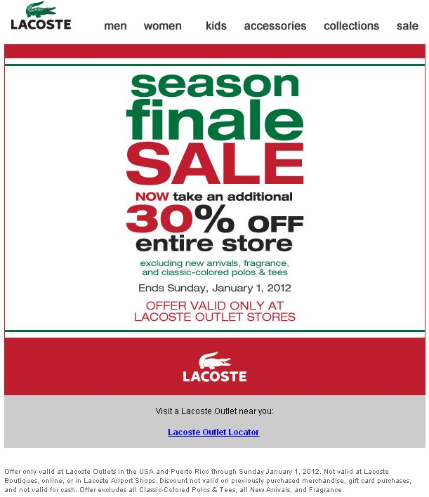 Lacoste Promo Coupon Codes and Printable Coupons