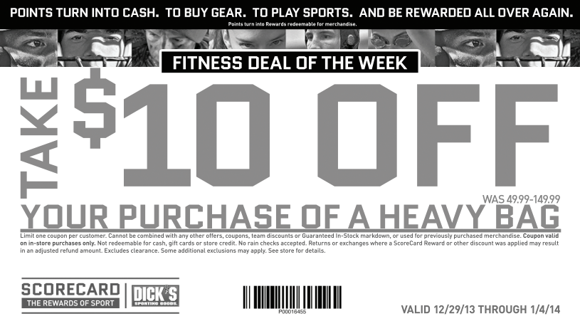 Dick's Sporting Goods: $10 off Heavy Bag Printable Coupon