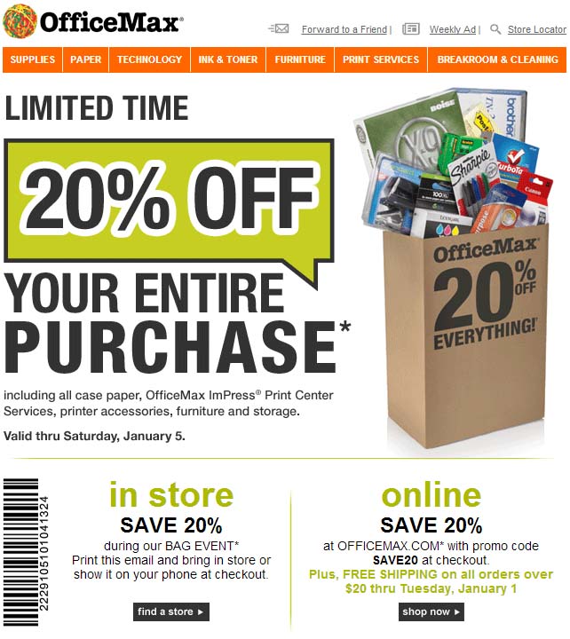 01 05 2013 Office Max 20 Off Printable Coupon 