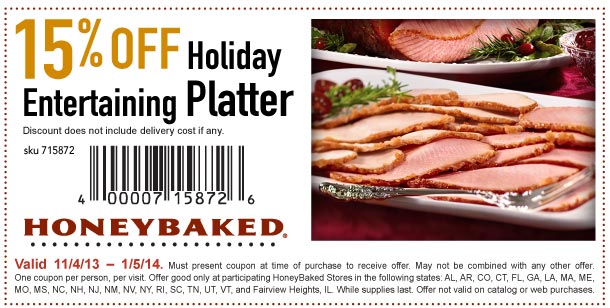 Honeybaked Ham: 15% off Entertaining Platter Printable Coupon
