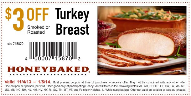 Honeybaked Ham: $3 off Turkey Breast Printable Coupon