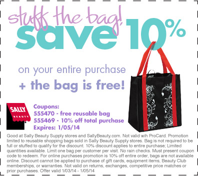 Sally Beauty Supply: 10% off + Bag Printable Coupon