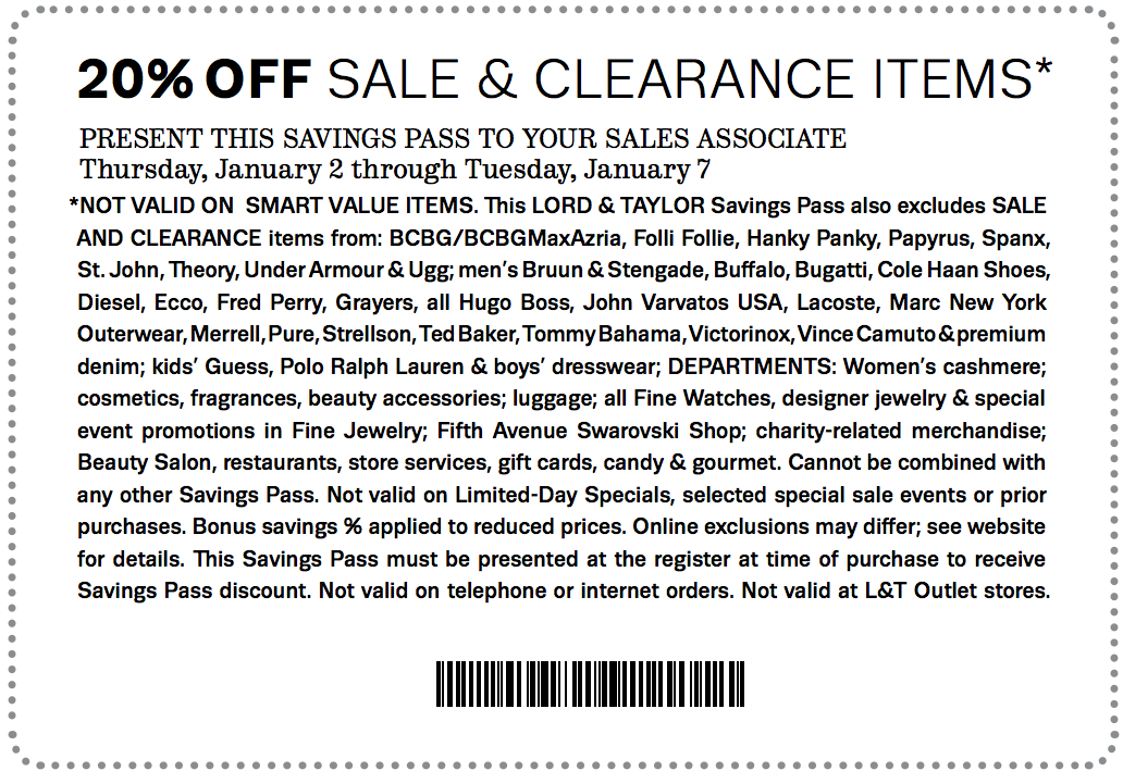 Lord & Taylor Promo Coupon Codes and Printable Coupons