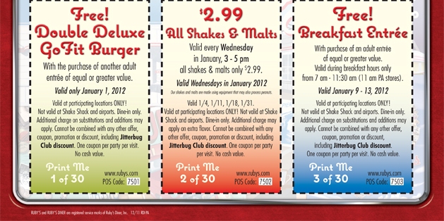 Rubys Diner: 3 Printable Coupons