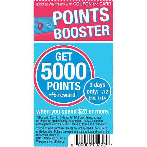 Walgreens: Free 5000 Points Printable Coupon
