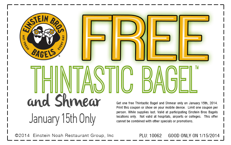 Einstein Bros Bagels Promo Coupon Codes and Printable Coupons