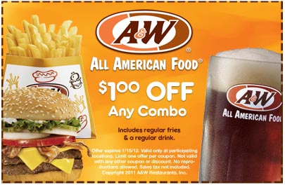 A&W Restaurant Promo Coupon Codes and Printable Coupons