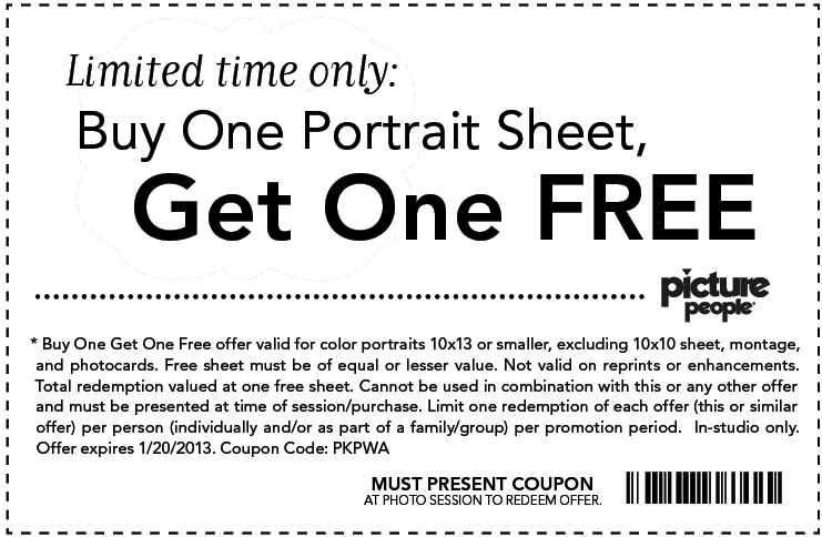 Picture People: BOGO Free Portrait Sheet Printable Coupon