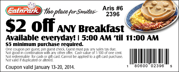 Eat'n Park: $2 off Breakfast Printable Coupon