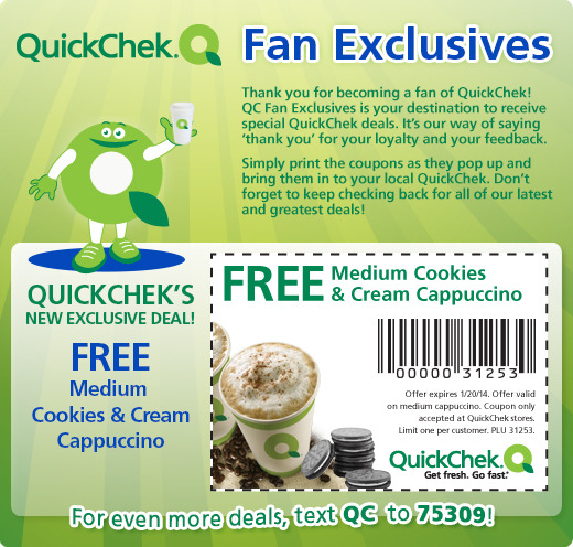 Quick Chek: Free Medium Cappuccino Printable Coupon