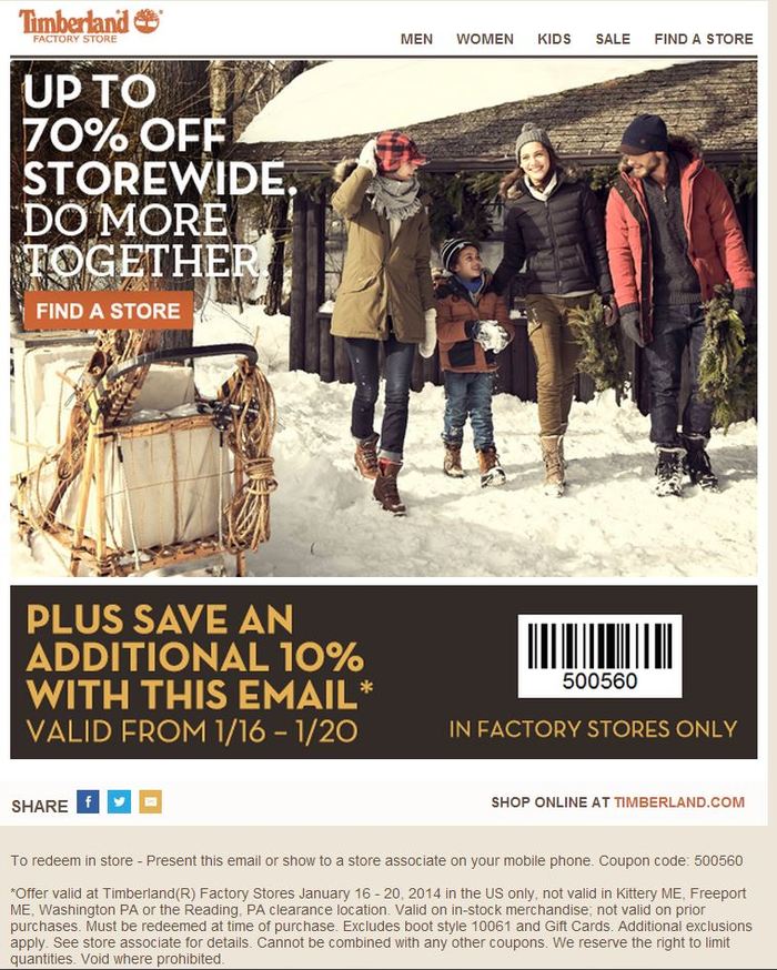 Timberland Promo Coupon Codes and Printable Coupons