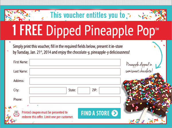 Edible Arrangements: Free Pineapple Pop Printable Coupon