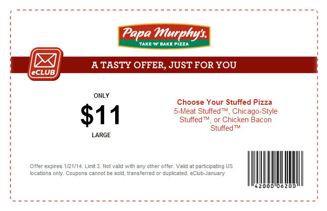 Papa Murphy's: $11 Stuffed Pizza Printable Coupon