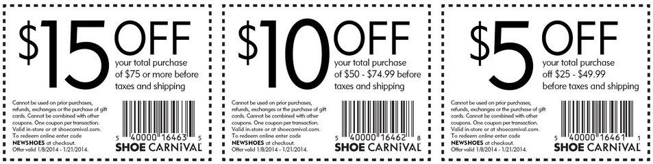Shoe Carnival Promo Coupon Codes and Printable Coupons