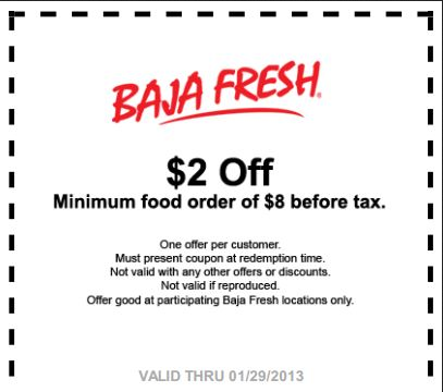 Baja Fresh: $2 off Printable Coupon