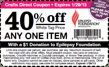 Crafts Direct: 40% off White Tag Item Printable Coupon