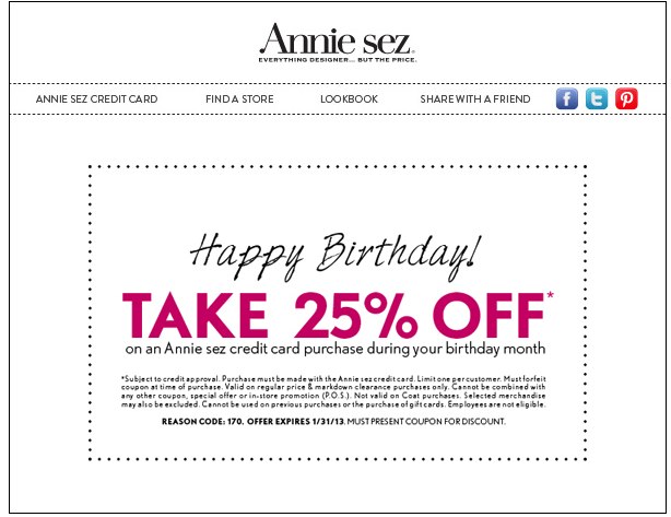 Annie Sez: 25% off Printable Coupon