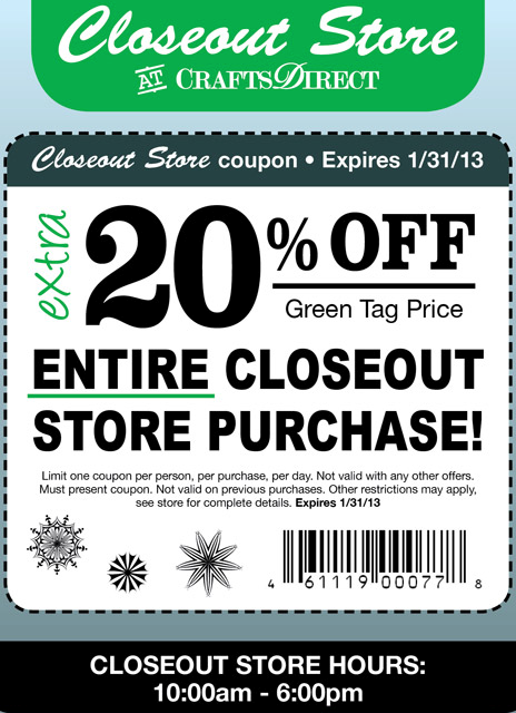 Crafts Direct: 20% off Green Tag Printable Coupon