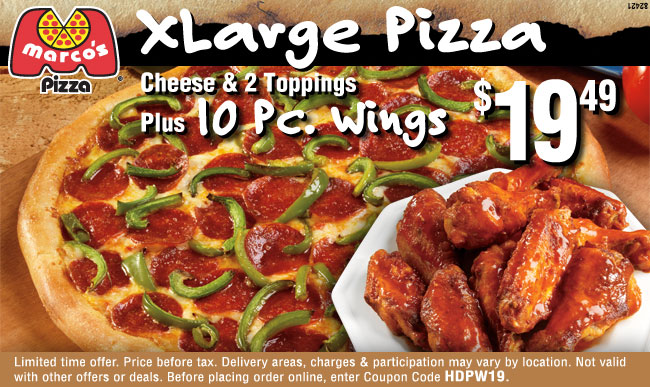 Marco's Pizza: $19.49 Pizza & Wings Printable Coupon