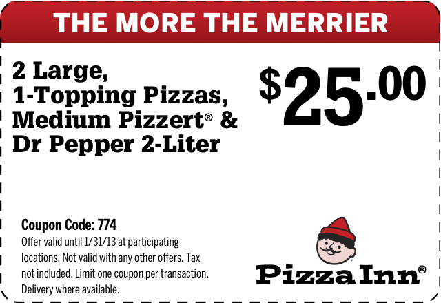 Pizza Inn: $25 Meal Printable Coupon