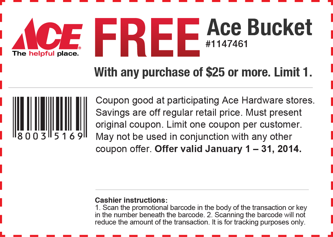 Ace Hardware: Free Bucket Printable Coupon