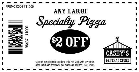 Casey's General Store: $2 off Pizza Printable Coupon