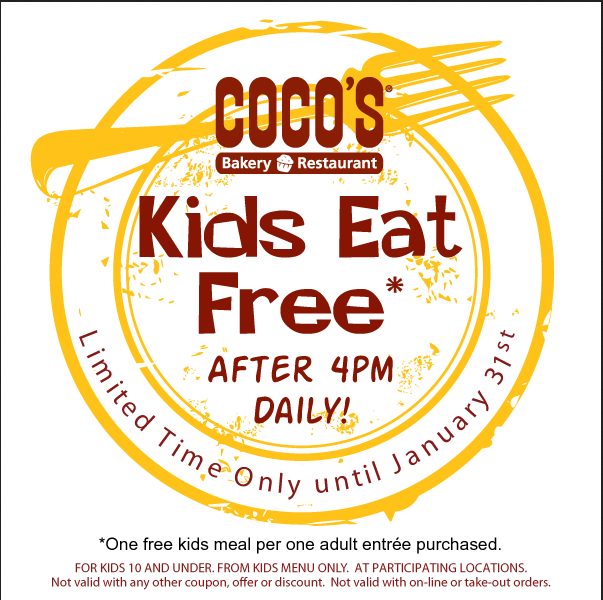 Coco's Bakery: Kids Eat Free Printable Coupon