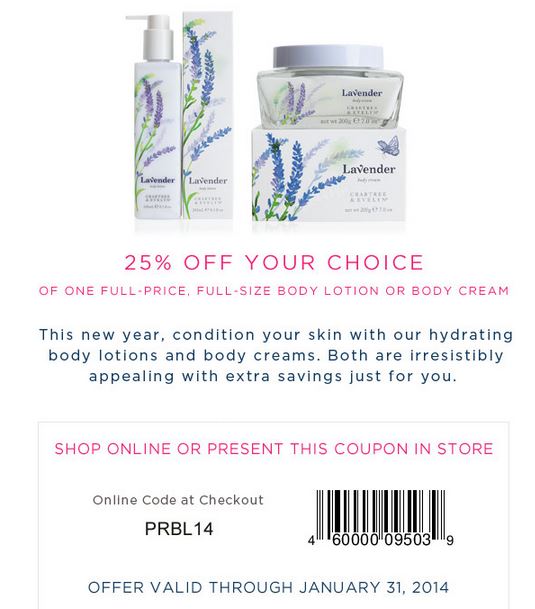 Crabtree & Evelyn: 25% off Item Printable Coupon