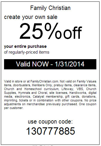 Family Christian Stores: 25% off Printable Coupon