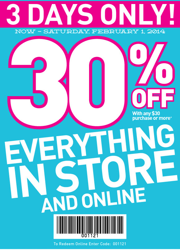 rue21: 30% off Printable Coupon