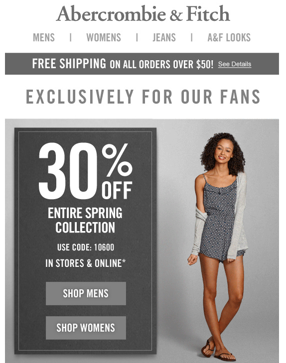 Abercrombie: 30% off Printable Coupon