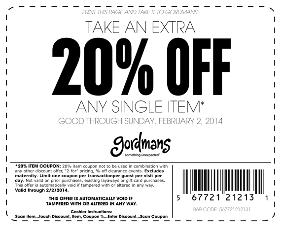 Gordmans Promo Coupon Codes and Printable Coupons