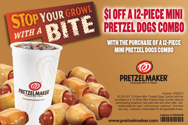 PretzelMaker: $1 off Mini Pretzel Dogs Combo Printable Coupon