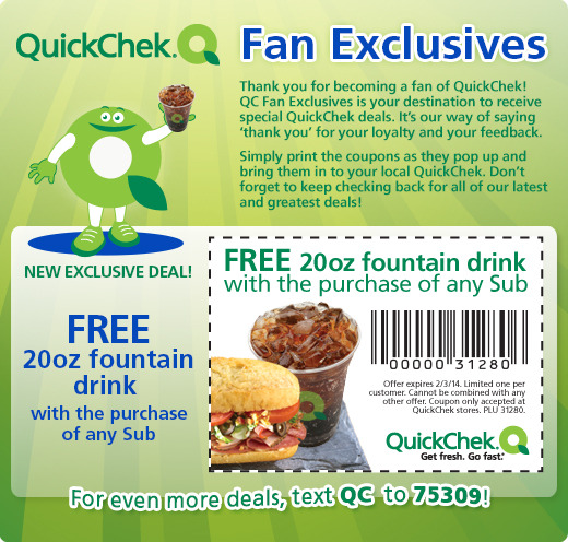 Quick Chek: Free Fountain Drink Printable Coupon