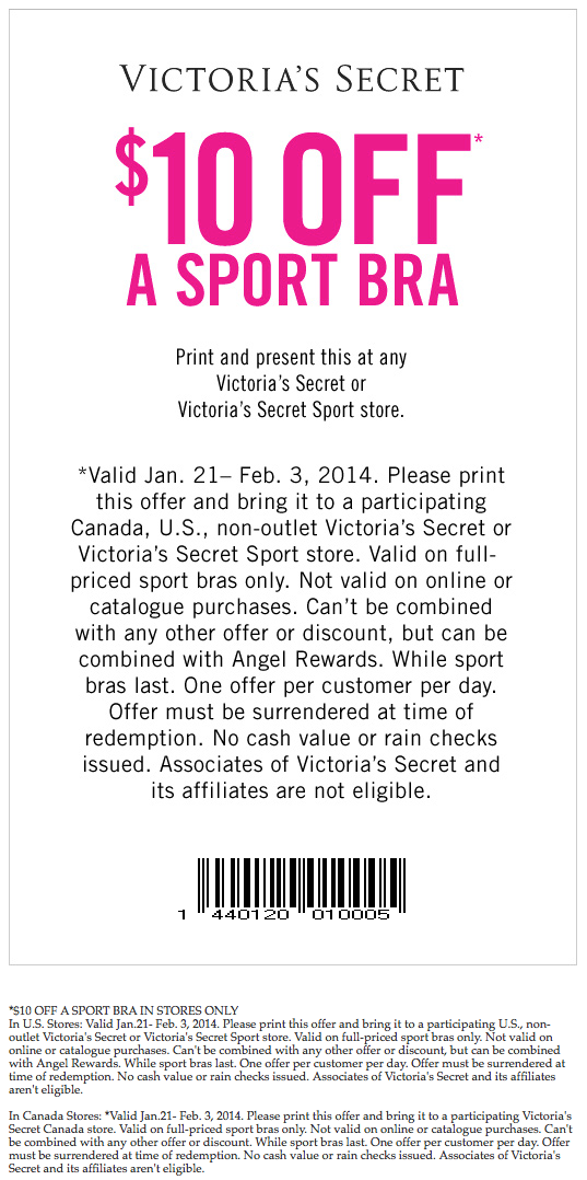 Victoria's Secret: $10 off Sports Bra Printable Coupon