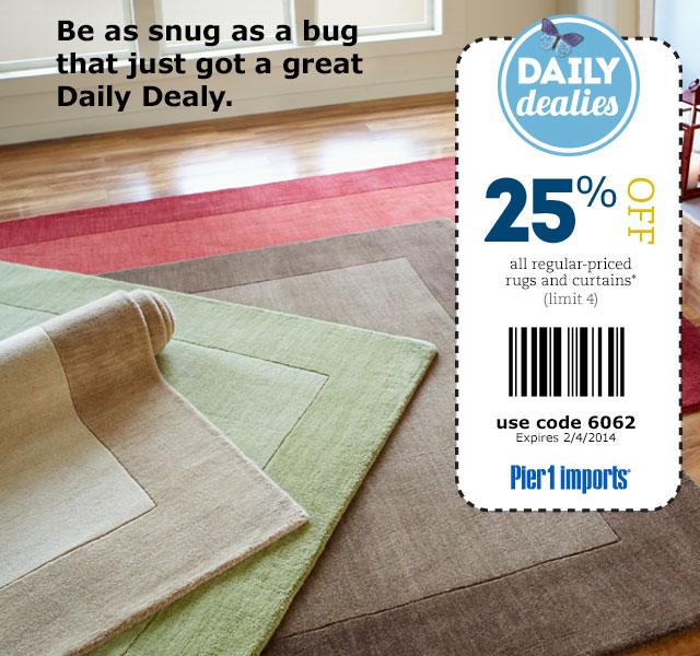 Pier 1 Imports: 25% off Rugs & Curtains Printable Coupon