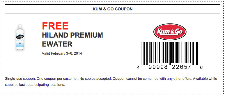 Kum & Go: Free Premium eWater Printable Coupon