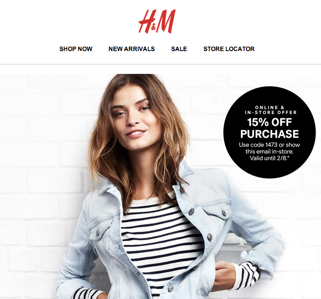 H&M: 15% off Printable Coupon