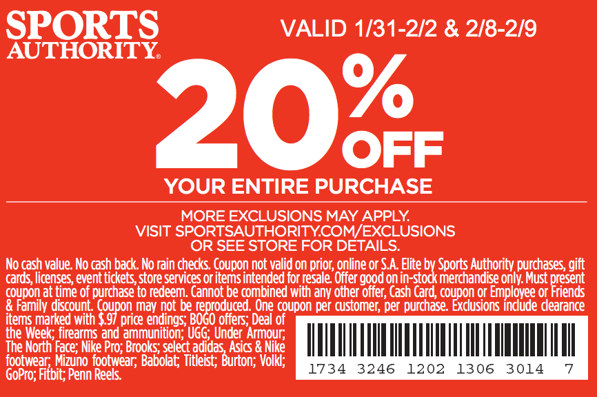 Sports Authority: 20% off Printable Coupon