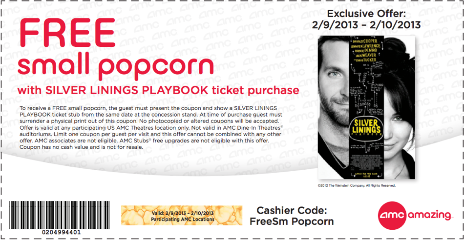 AMC Theaters: Free Popcorn Printable Coupon
