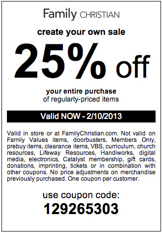 Family Christian Stores Promo Coupon Codes and Printable Coupons