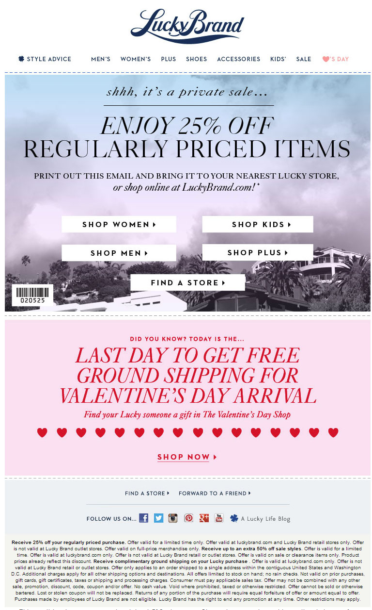 Lucky Brand Promo Coupon Codes and Printable Coupons