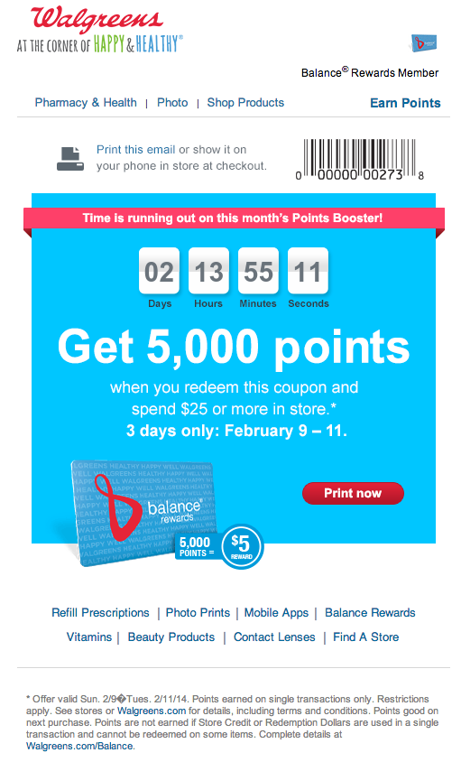 Walgreens: 5000 Points Printable Coupon