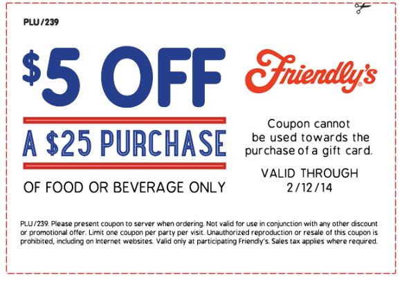 Friendly's Promo Coupon Codes and Printable Coupons