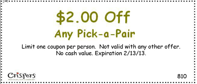 Crispers: $2 off Pick a Pair Printable Coupon