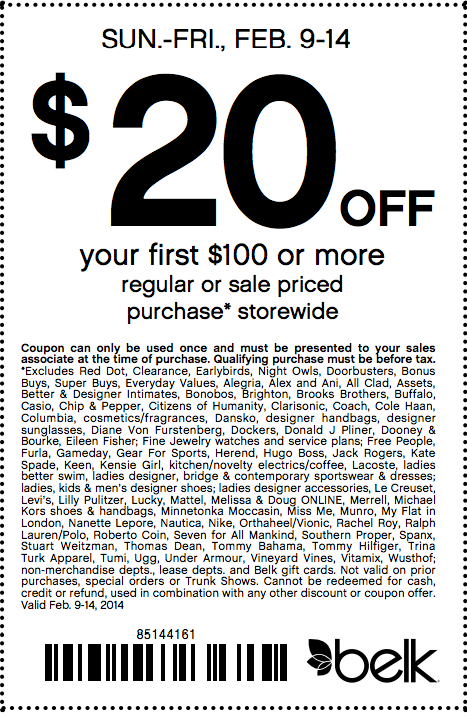 Belk Promo Coupon Codes and Printable Coupons