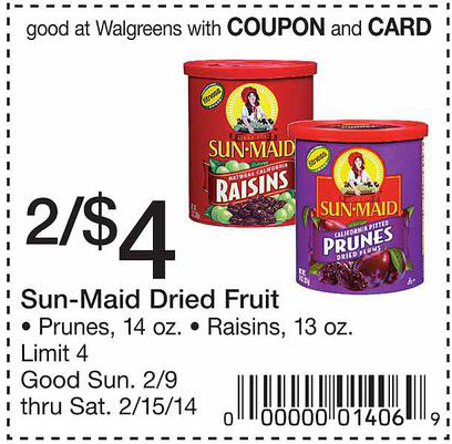 Walgreens: $4 Sun-Maid Fruit Printable Coupon