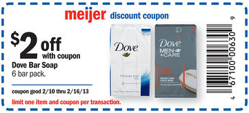 Meijer: $2 off Dove Soap Printable Coupon