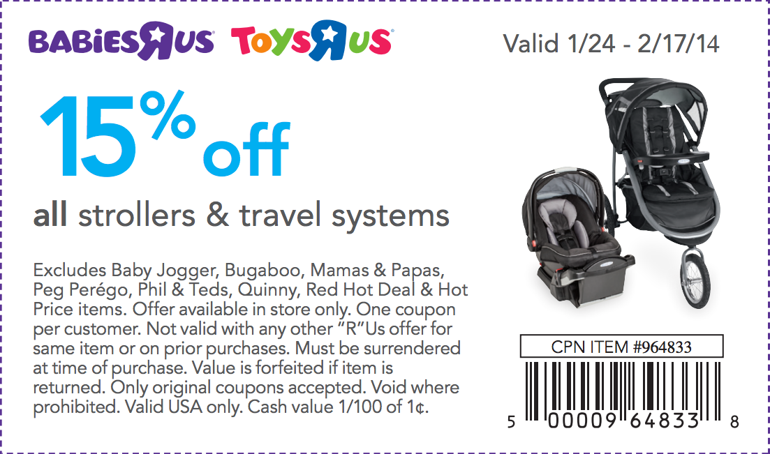 Babies R Us: 15% off Strollers Printable Coupon