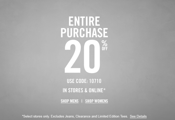 Abercrombie: 20% off Printable Coupon